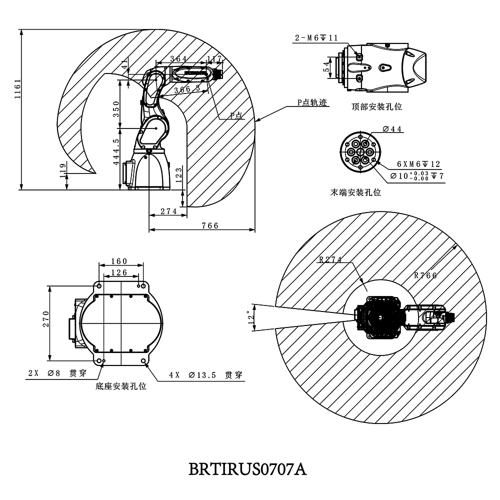 Envelope de movimento do BORUNTE BRTIRUS0707A