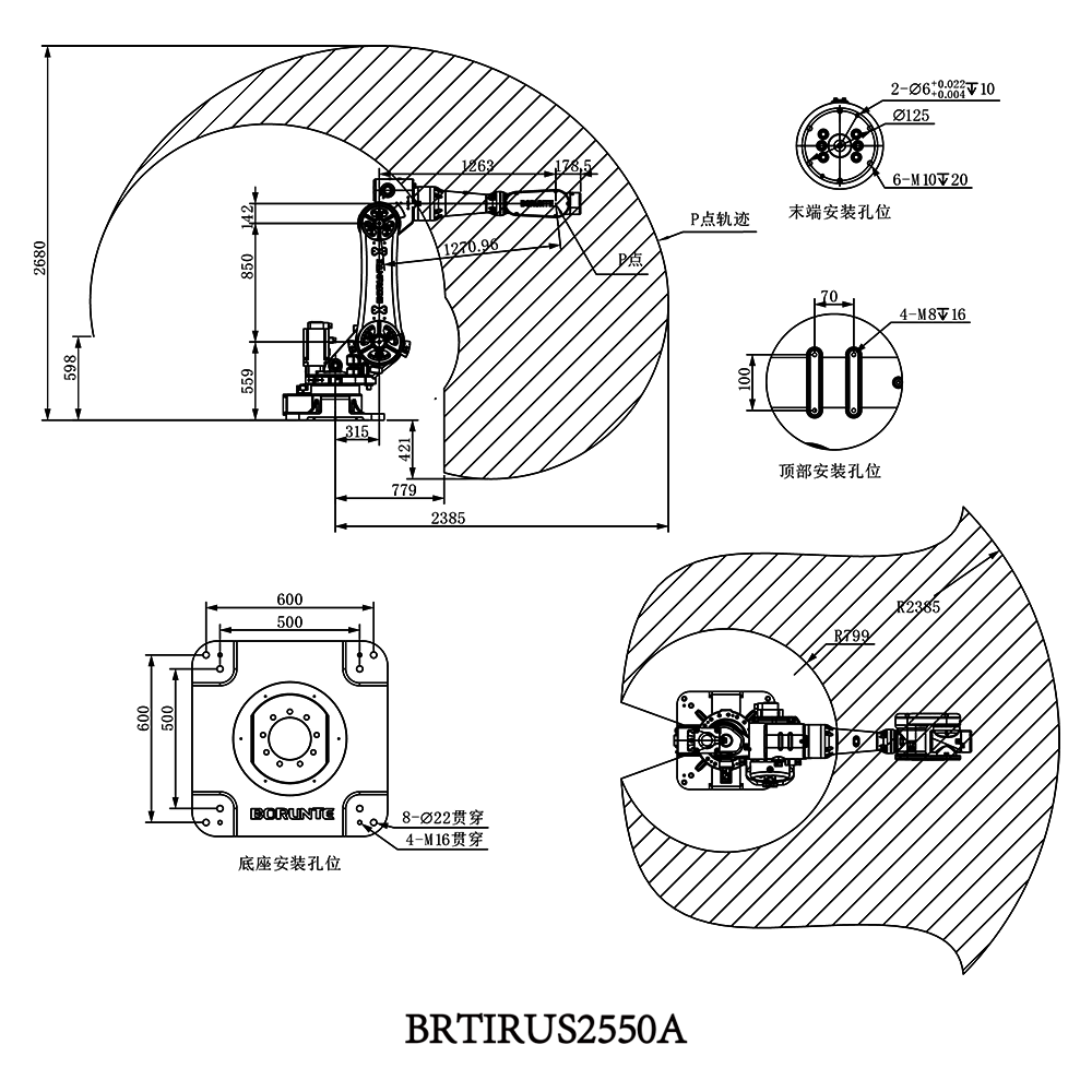 Envelope de movimento do BORUNTE BRTIRUS2550A